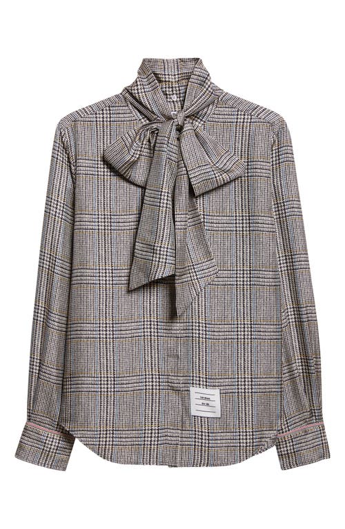 Thom Browne Pow Hunting Bow Silk Tweed Button-up Shirt In Gray