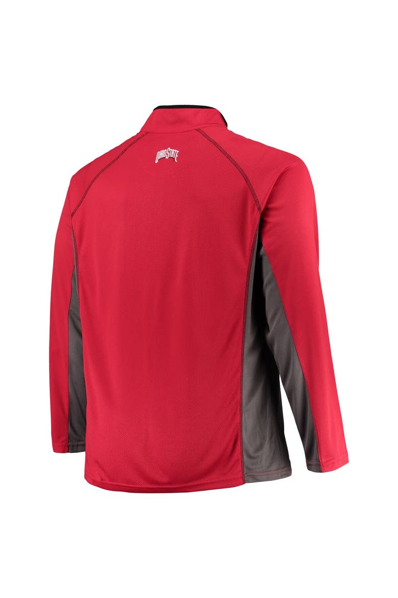 Men's Scarlet Ohio State Buckeyes Big & Tall Textured Raglan Quarter-Zip Jacket, Alternate, color, Scarlet