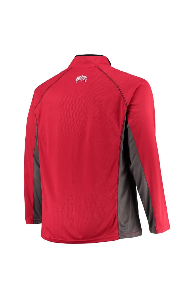 PROFILE Men's Scarlet Ohio State Buckeyes Big & Tall Textured Raglan Quarter-Zip Jacket, Alternate, color, 