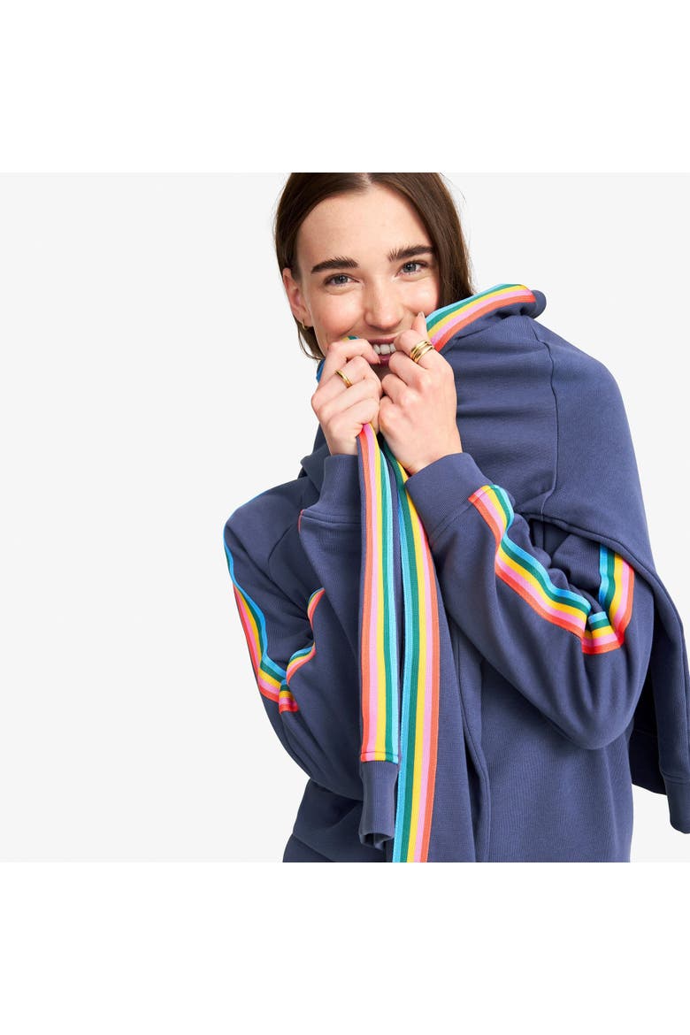Women's Fit 24/7 Sweatshirt With Rainbow Trim, Alternate, color, Sunwashed Navy