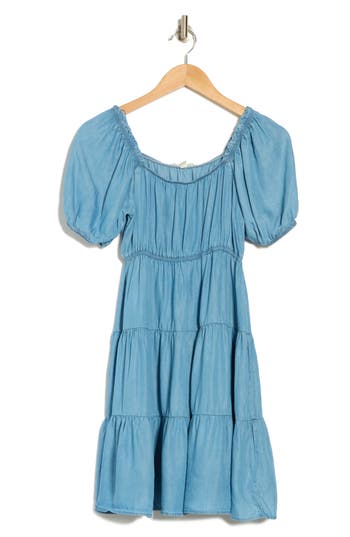 BLU PEPPER BLU PEPPER PUFF SLEEVE TIERED DRESS 