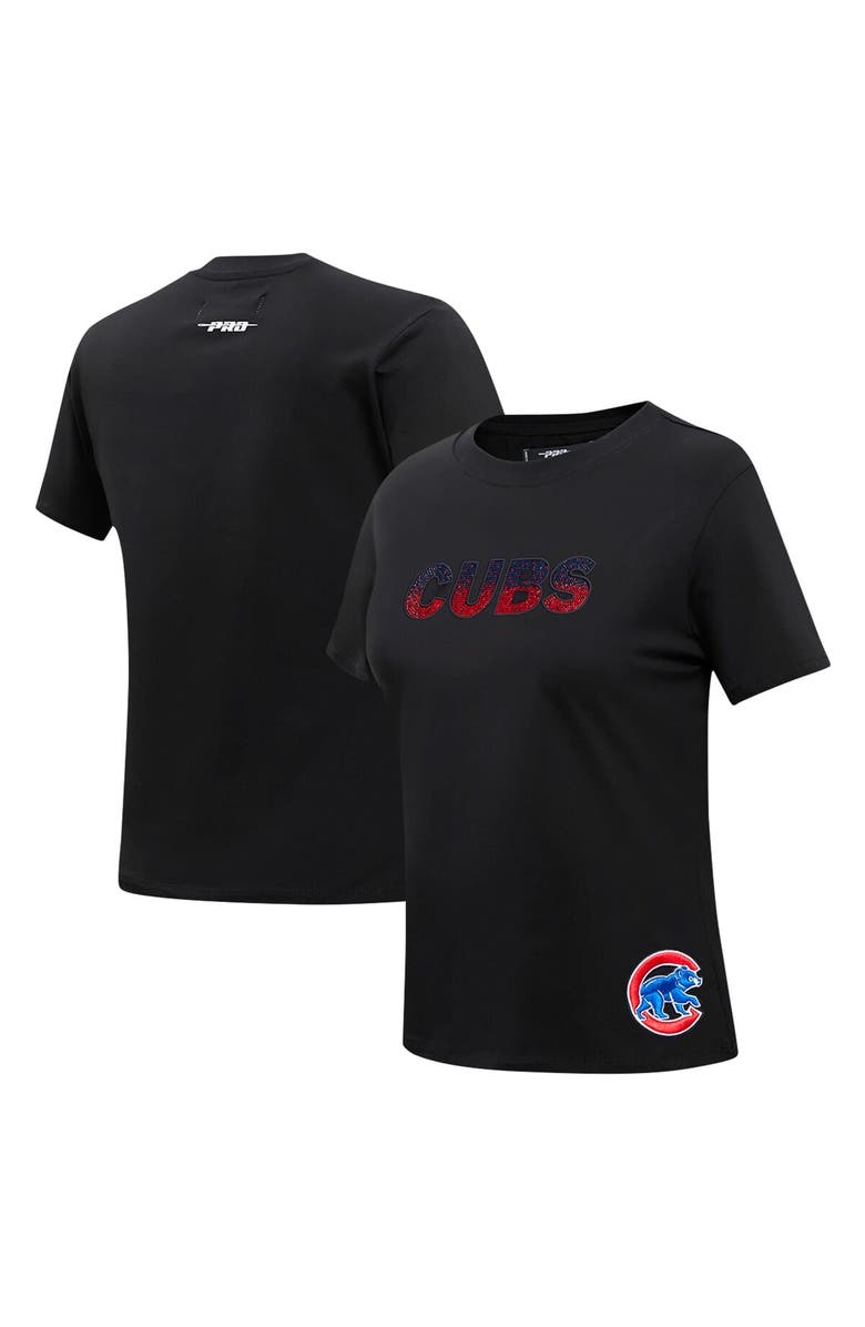 PRO STANDARD Women's Pro Standard Black Chicago Cubs Rhinestone Slim Fit T-Shirt, Main, color, Black