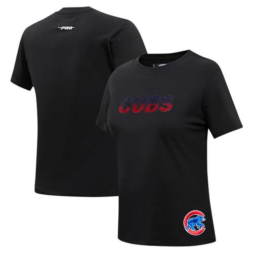 Pro Standard Black Chicago Cubs Rhinestone Slim Fit T-shirt