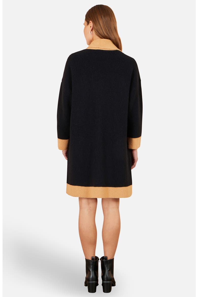 Longline Ribbed Border Open Cardigan, Alternate, color, Black