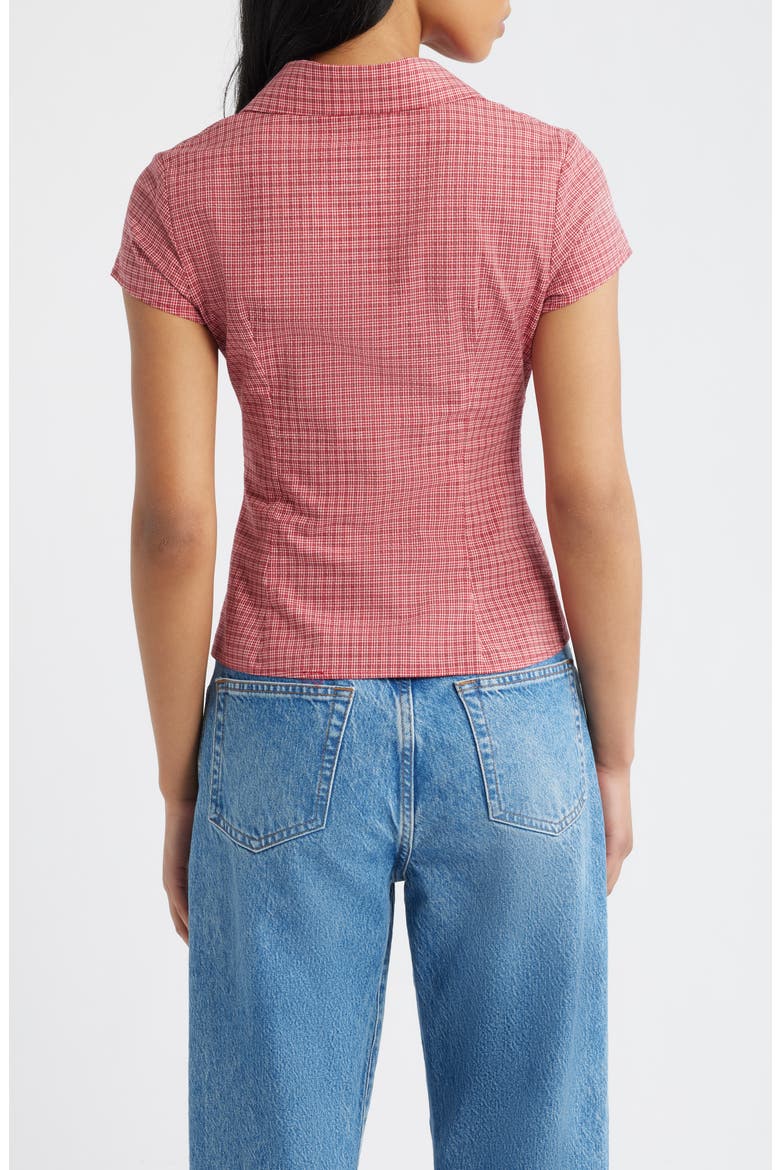 Cottesloe Check Print Button-Up Top, Alternate, color, RED CHECK