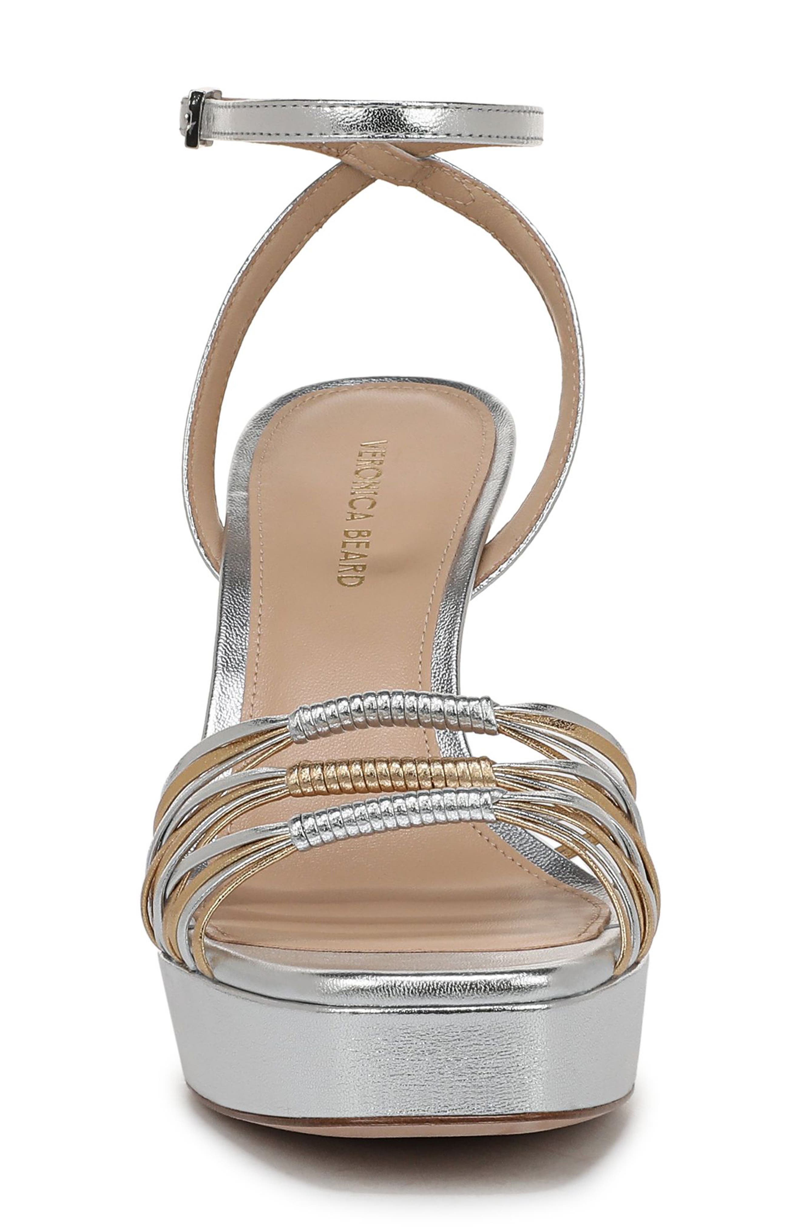 Veronica Beard Beverlee Ankle Strap Platform Sandal, Alternate, color, Silver/ Pale Gold