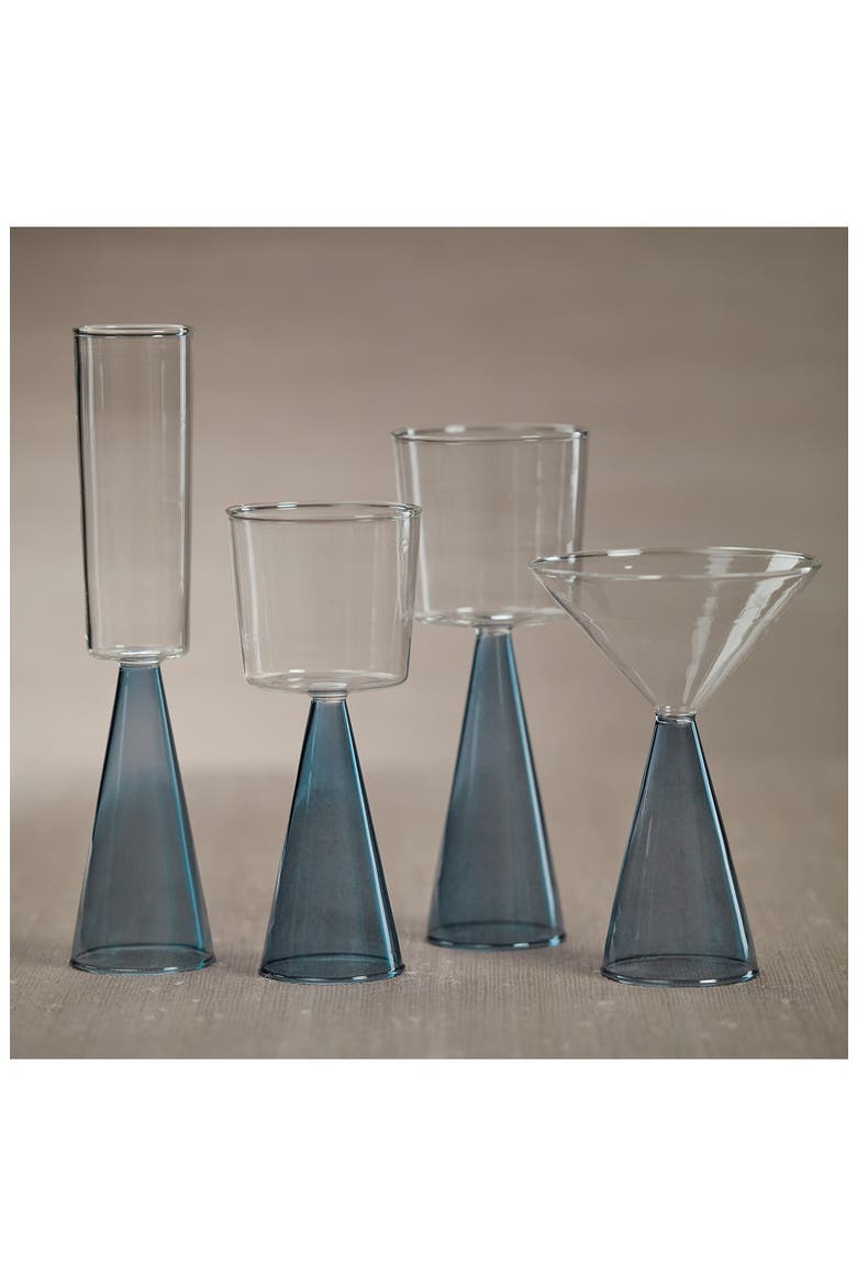 Viterbo Set of 4 Champagne Flutes, Alternate, color, CLEAR/ BLUE