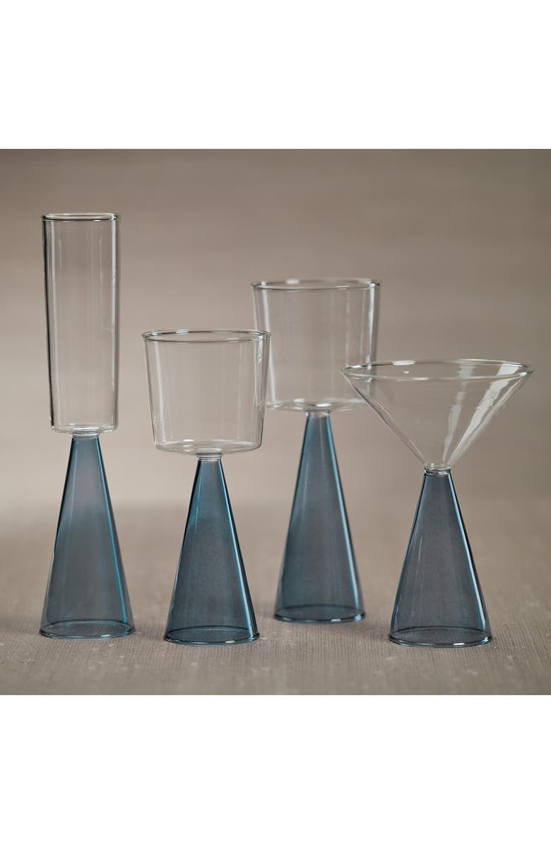 Zodax Viterbo Set of 4 Champagne Flutes, Alternate, color, Clear/ Blue