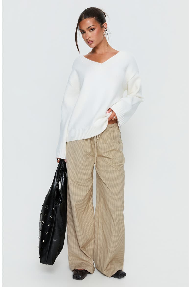 Ketrina Plaid Wide Leg Drawstring Pants, Alternate, color, BEIGE PLAID