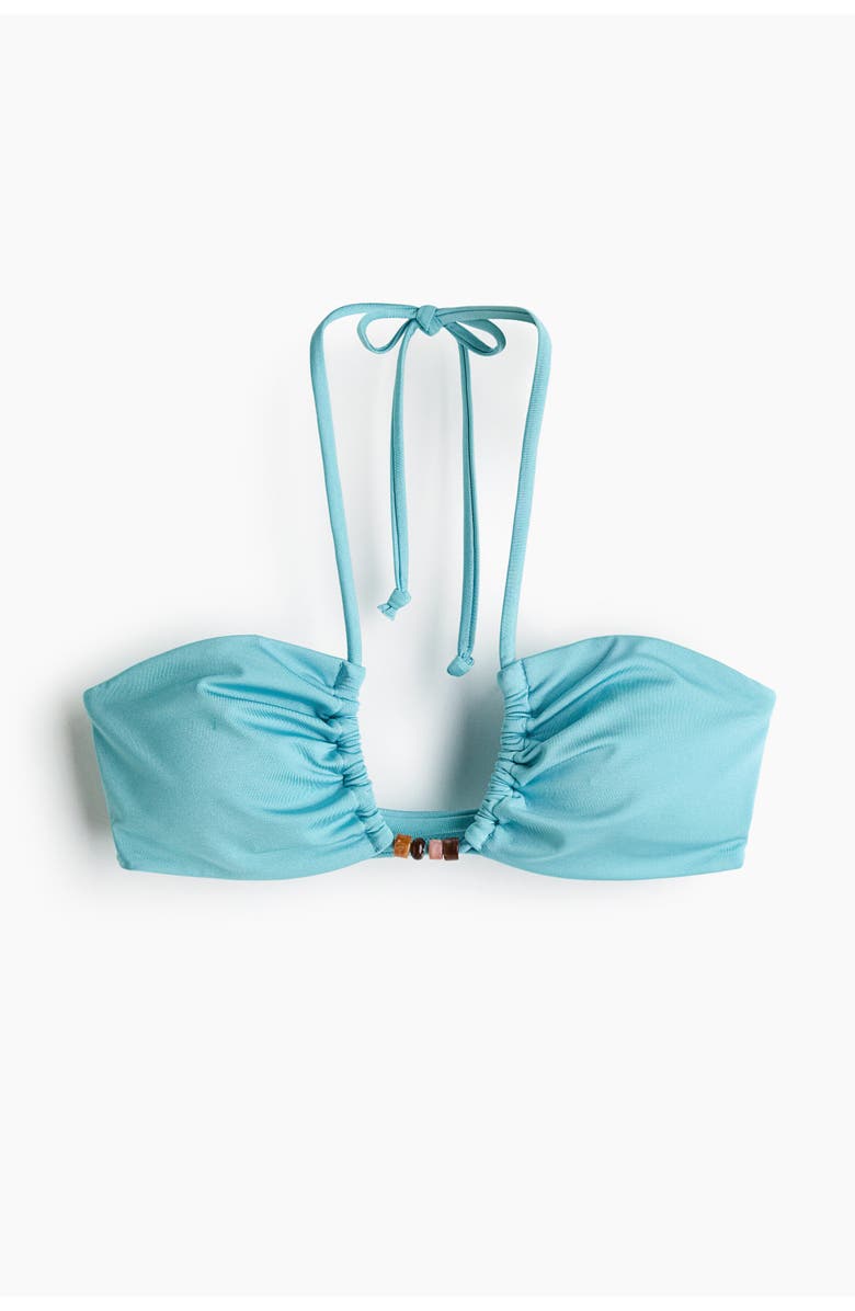 H&M Padded Halterneck Bikini Top, Main, color, Turquoise