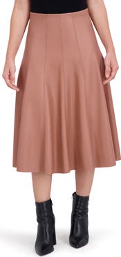 Ookie & Lala Supersoft Faux Leather Flounce Midi Skirt