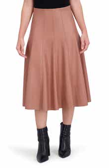 Ookie & Lala Supersoft Faux Leather Flounce Midi Skirt