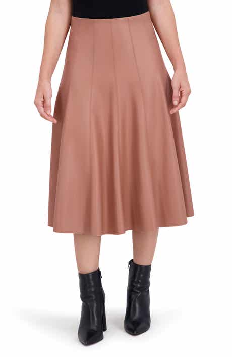 Ookie & Lala Supersoft Faux Leather Flounce Midi Skirt