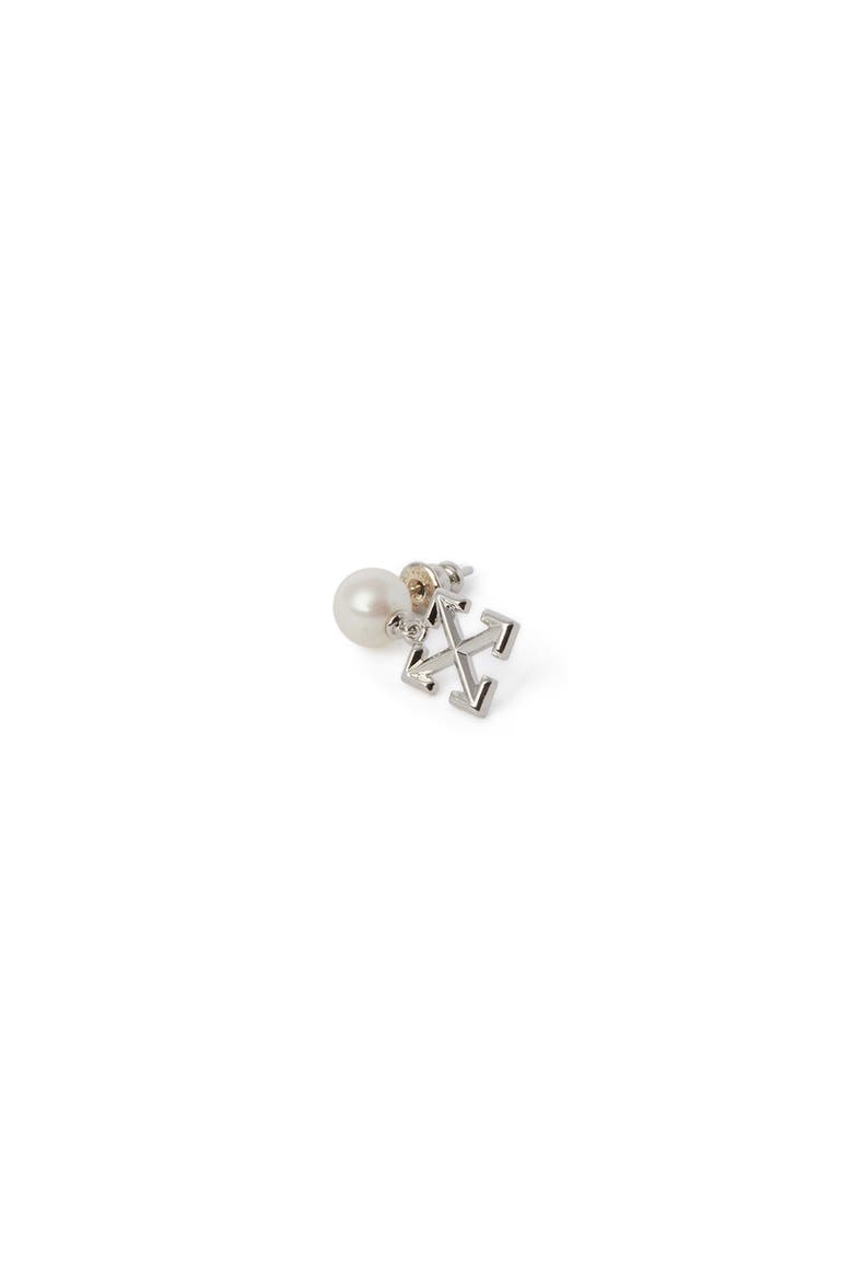 Men's Arrow Pearl Mono Earring, Alternate, color, Silver