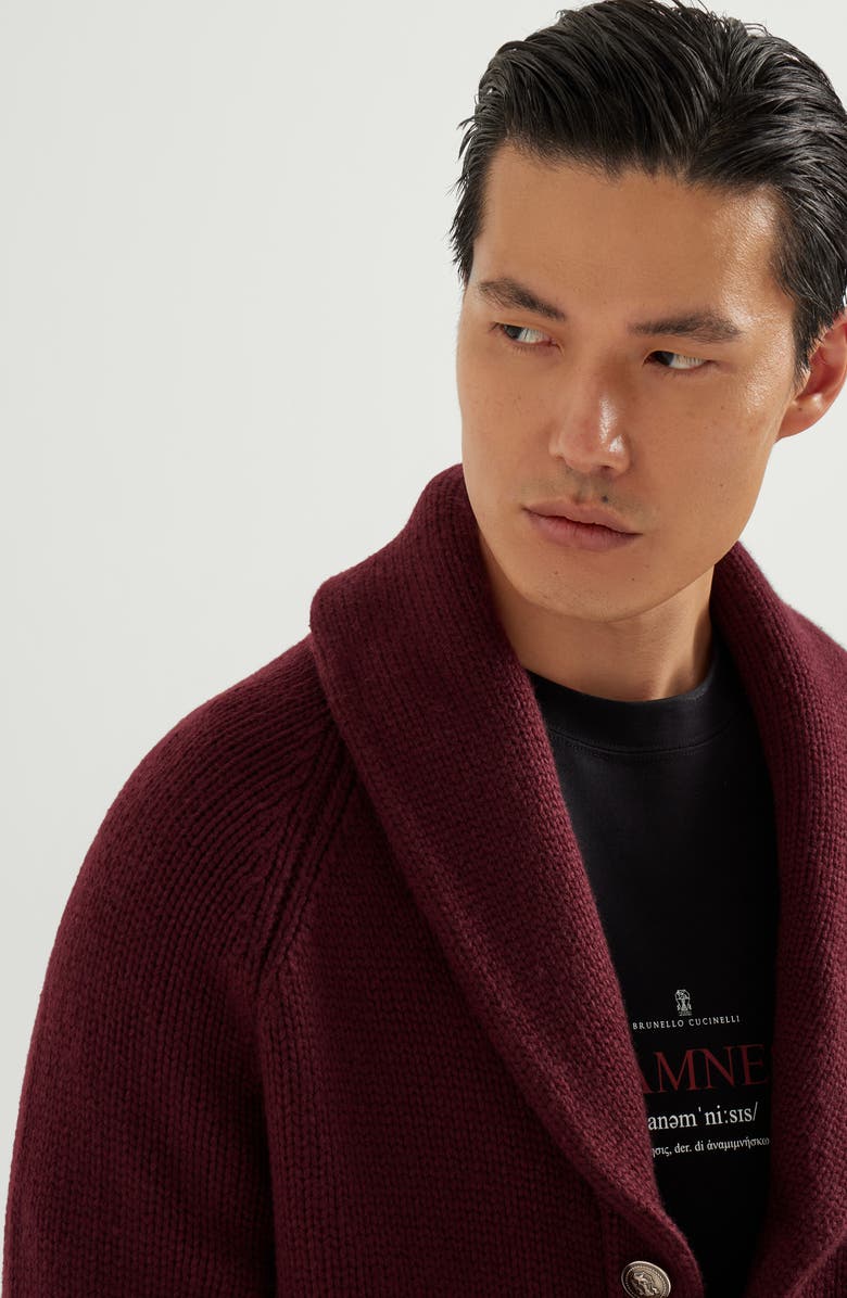 Brunello Cucinelli Cashmere Feather yarn cardigan, Alternate, color, Amaranth