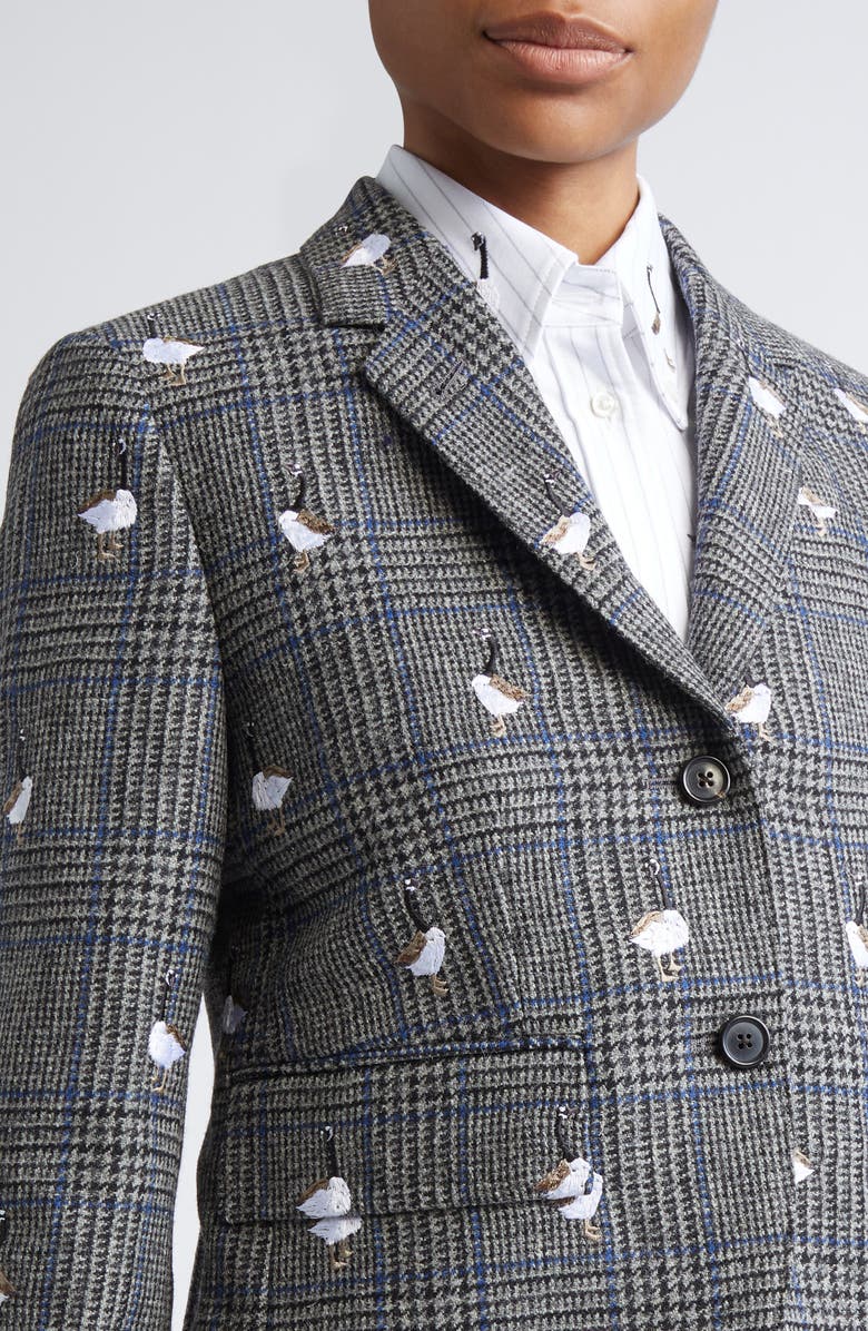 Thom Browne Prince of Wales Hunting Goose Fit 3 High Armhole Wool Tweed Sport Coat, Alternate, color, Medium Grey