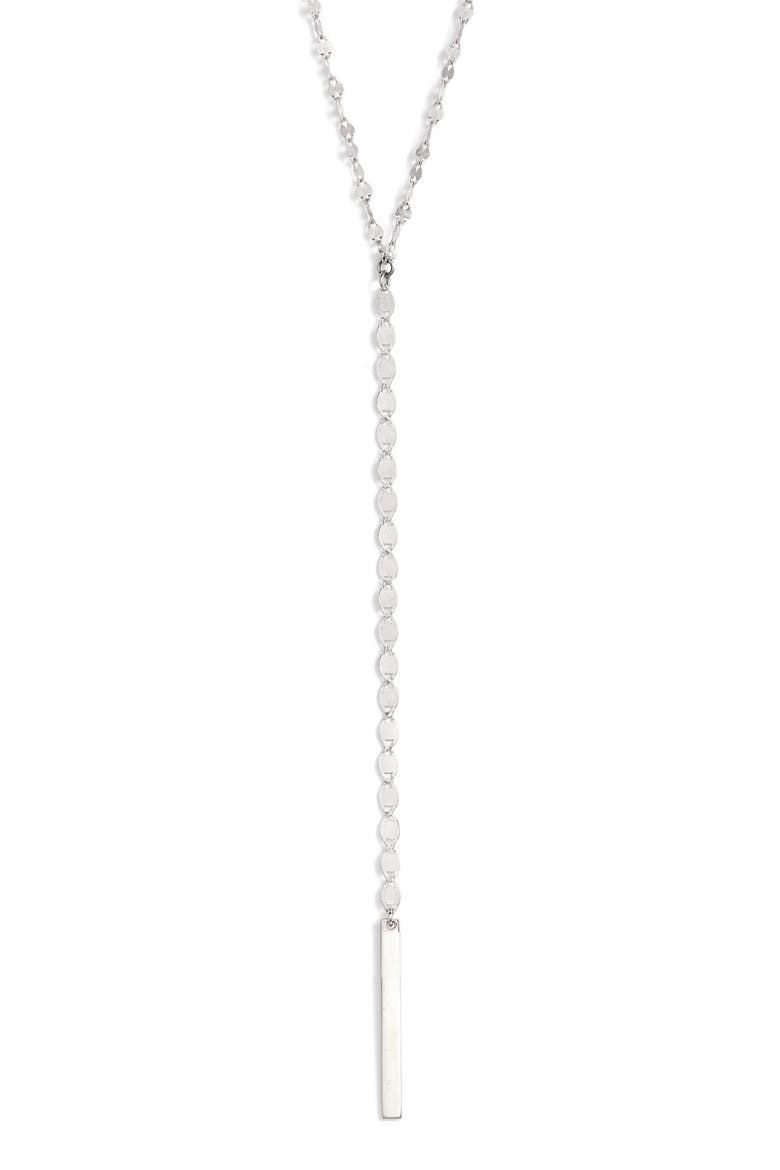 Nude Remix 14K Gold Bar Y-Necklace, Main, color, WHITE GOLD