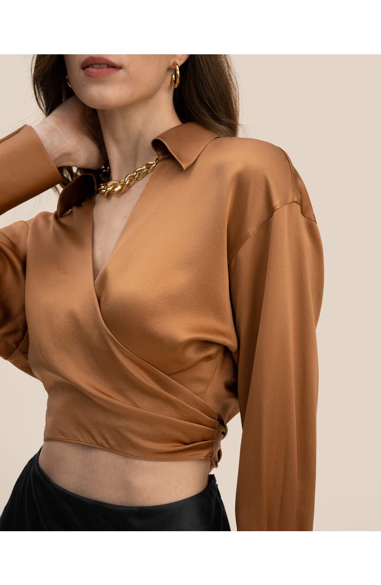 Lilysilk Pure Silk Blouse Wrapover Cropped Shirt, Alternate, color, 