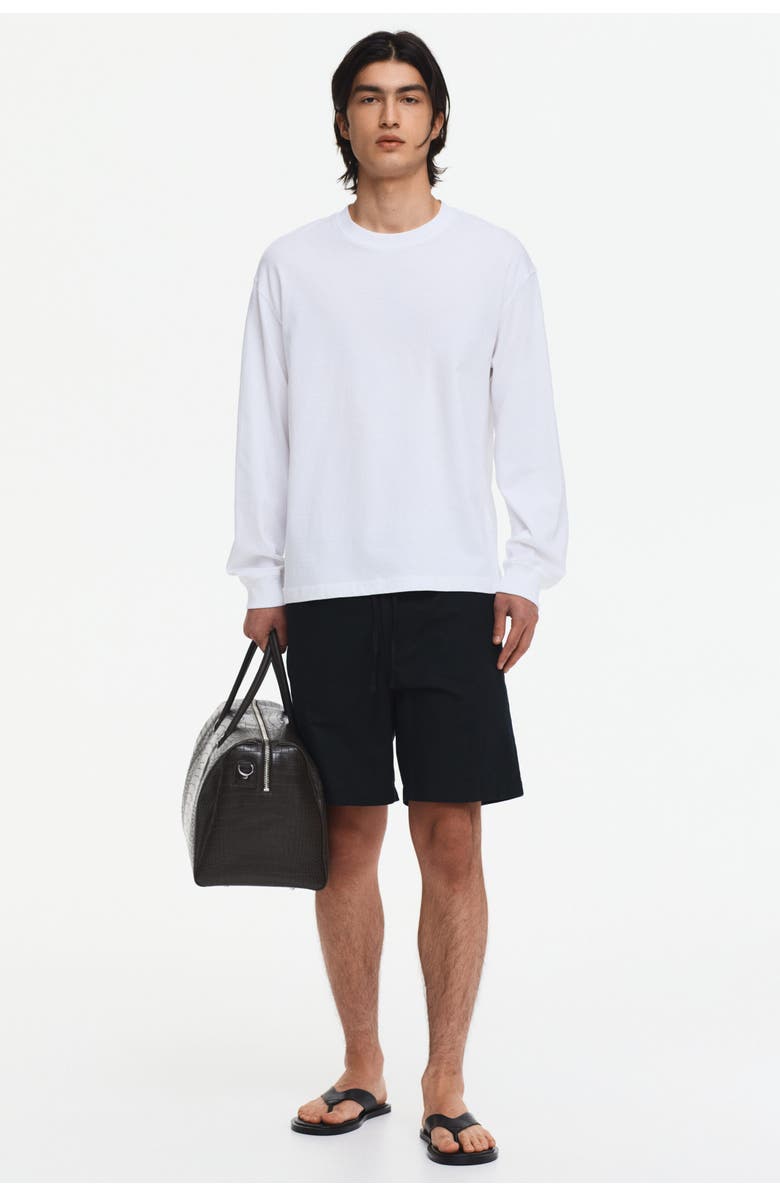 H&M Regular Fit Linen-blend Shorts, Alternate, color, Black