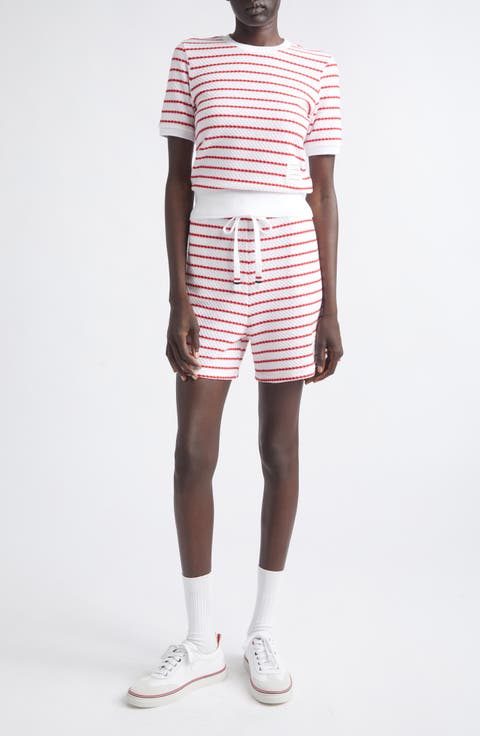 Stripe Cotton Honeycomb Jacquard Shorts