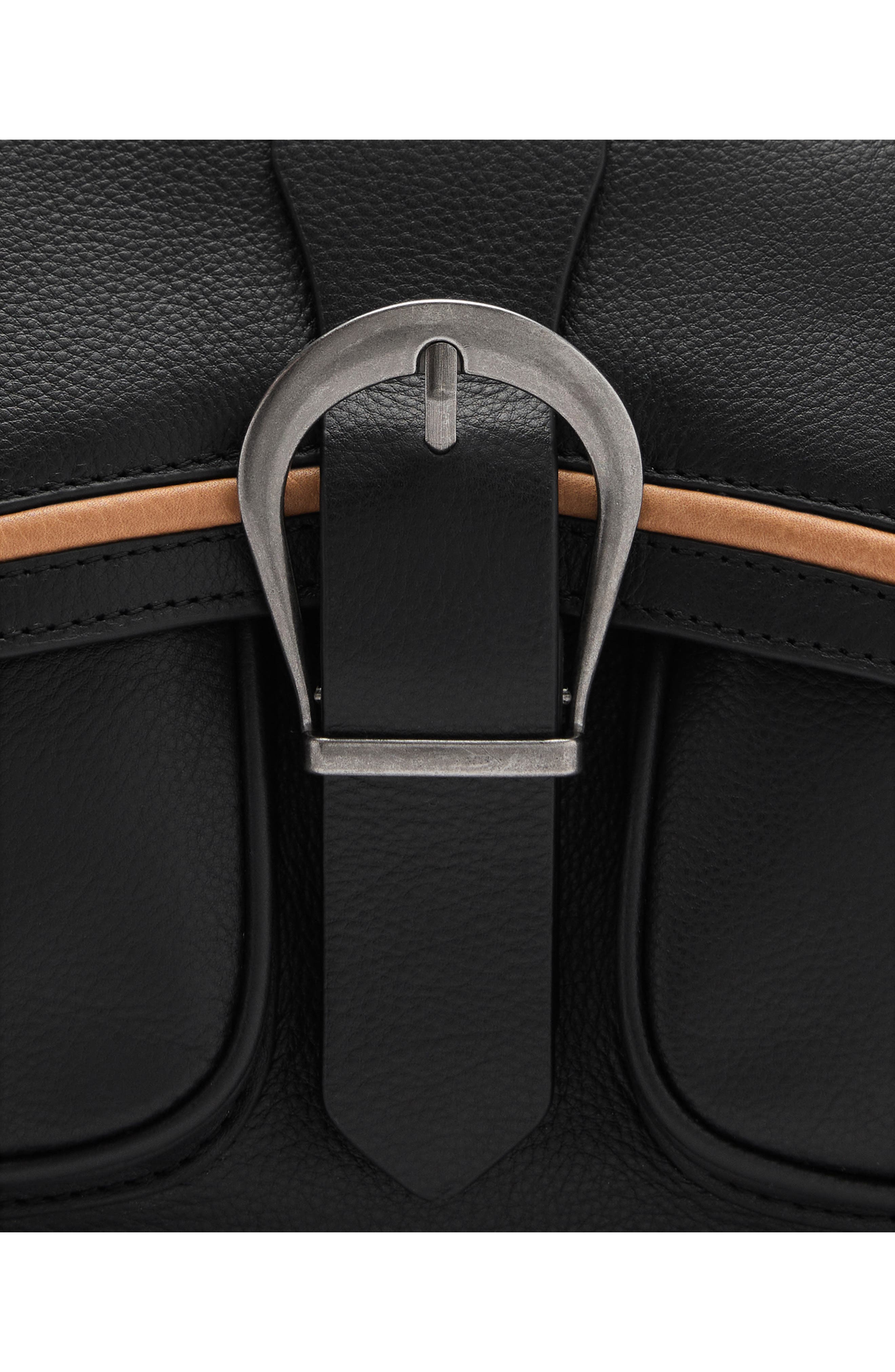 MANGO Buckle Leather Shoulder Bag, Alternate, color, 