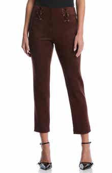 Lace-up Faux Suede Ankle Pants