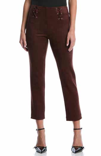 Lace-up Faux Suede Ankle Pants