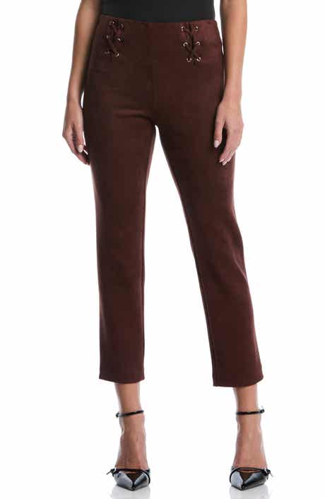 Lace-up Faux Suede Ankle Pants