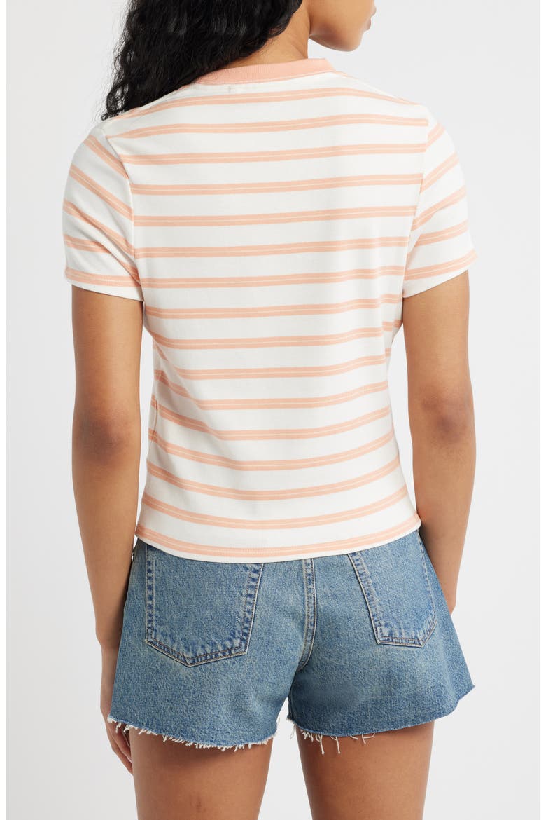 Stripe Embroidered Fitted T-Shirt, Alternate, color, PAPAYA STRIPE