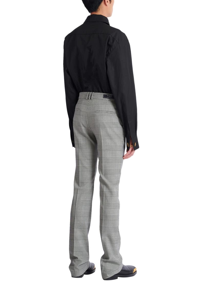 Darted trousers in Prince of Wales wool, Alternate, color, black