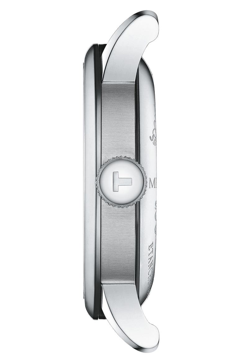 Le Locle Powermatic 80 Leather Strap Watch, 39.3mm, Alternate, color, BLUE