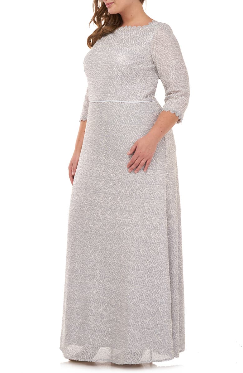 JS Collections Metallic Lace A-Line Gown, Alternate, color, 