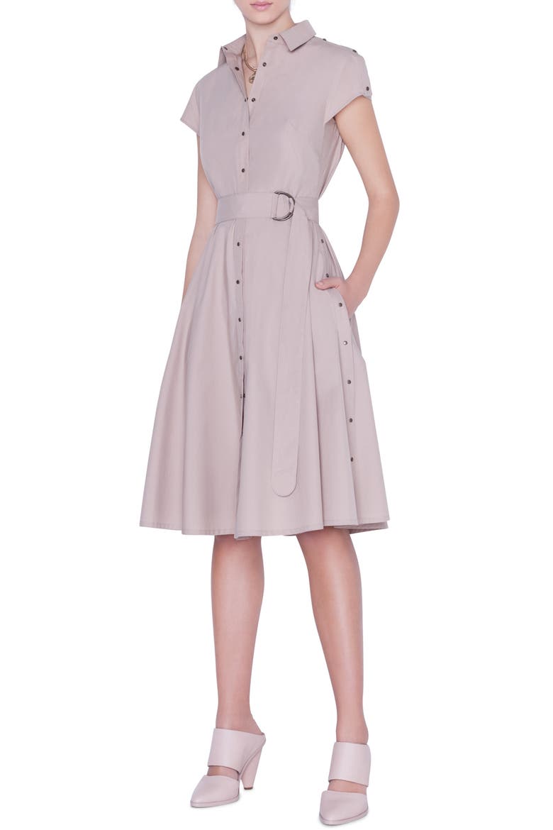 Belted Cotton Shirtdress, Main, color, SAND