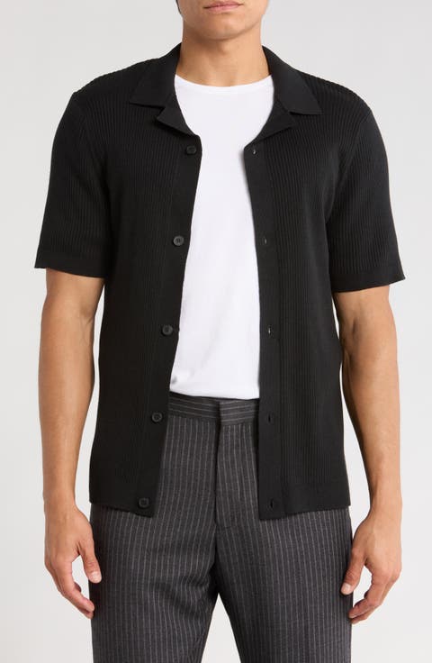 Short Sleeve Button-Up Sweater