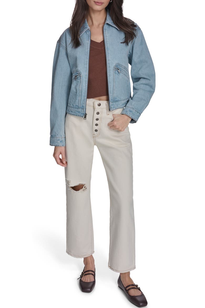 Crop Utility Jacket, Alternate, color, LIGHT WASH DENIM
