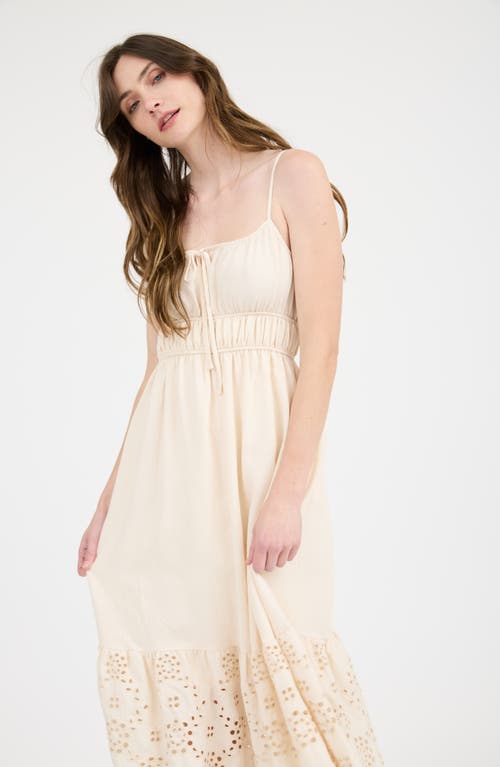 BLU PEPPER BLU PEPPER EMBROIDERED EYELET EMPIRE WAIST MIDI DRESS