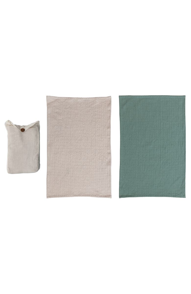 Storied Home Cotton Waffle Weave Tea Towels, Set of 2 in Bag, Main, color, Blue