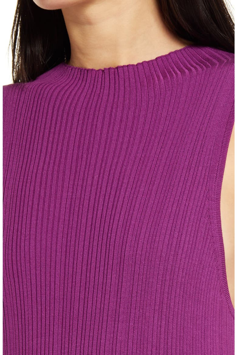 Mock Neck Ribbed Midi Dress, Alternate, color, VIOLET