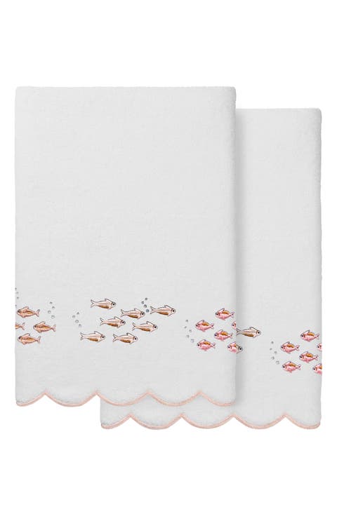 Fish School Scallop 2-Piece Bath Towel Set