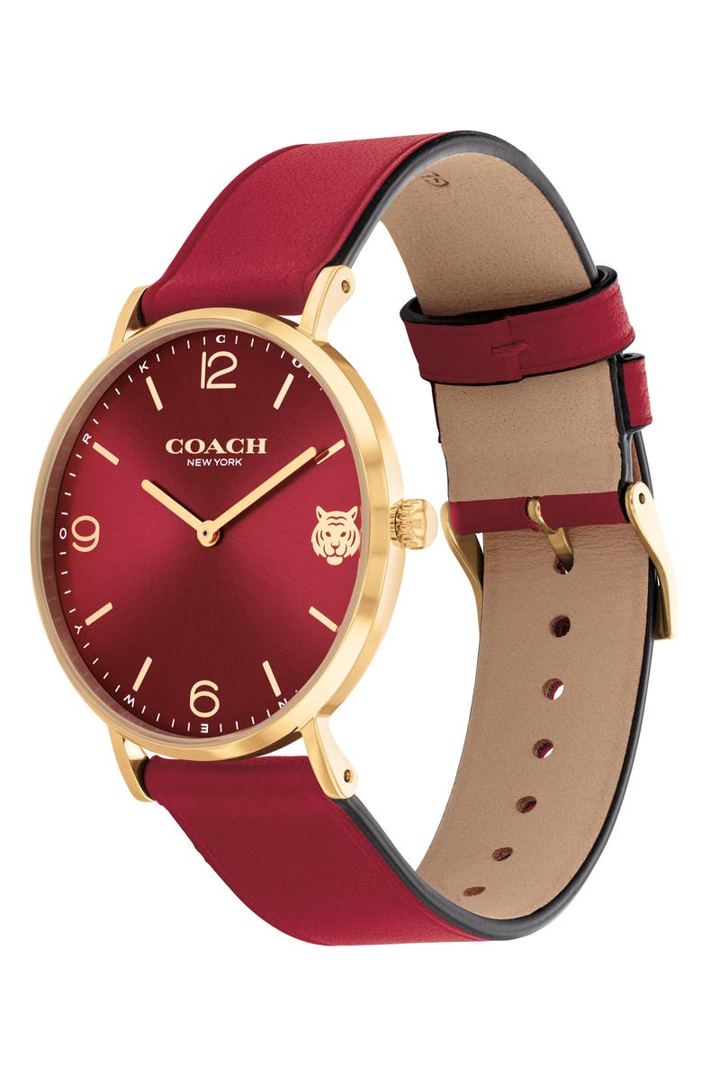 COACH Leather Strap Watch, 36mm, Alternate, color, 