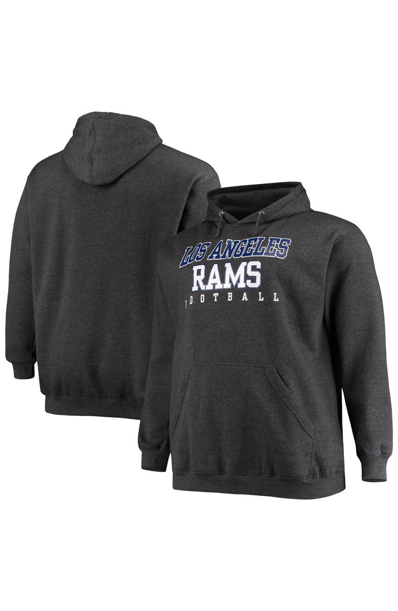 FANATICS Men's Fanatics Branded Heathered Charcoal Los Angeles Rams Big & Tall Practice Pullover Hoodie, Alternate, color, 