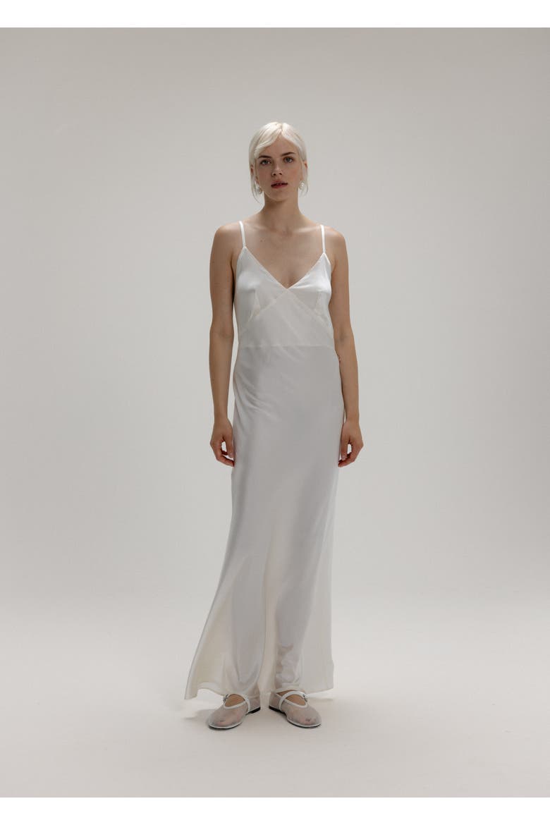 100 Silk Slip Maxi Dress, Main, color, Milk White