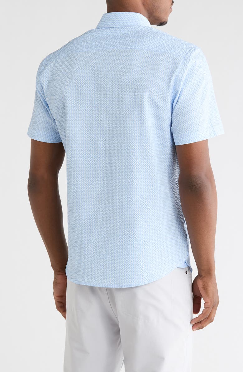 CONSTRUCT Dot Short Sleeve Seersucker Button-Down Shirt, Alternate, color, Light Blue