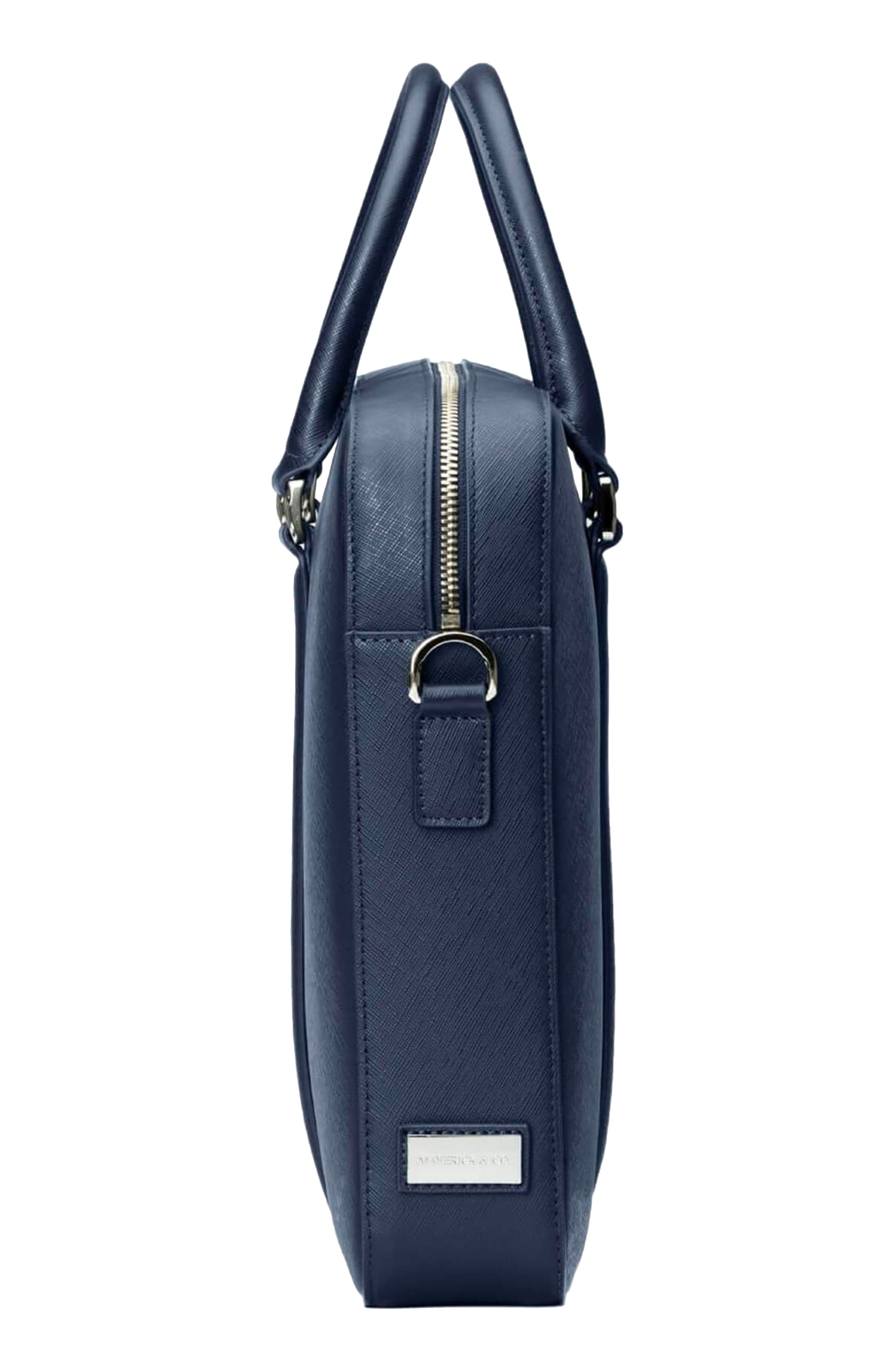 Maverick & Co. Manhattan Deluxe Leather Briefcase, Alternate, color, Navy