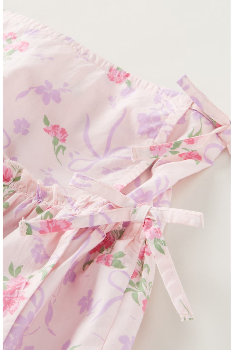 Kids' Floral Faux Wrap Cotton Skirt, Alternate, color, PINK BALM BOW FLORAL