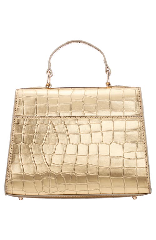 Nina Gemini Croc Embossed Clutch In Gold