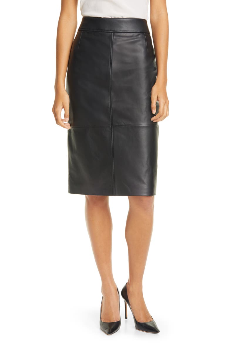 Selrita Leather Pencil Skirt, Main, color, BLACK