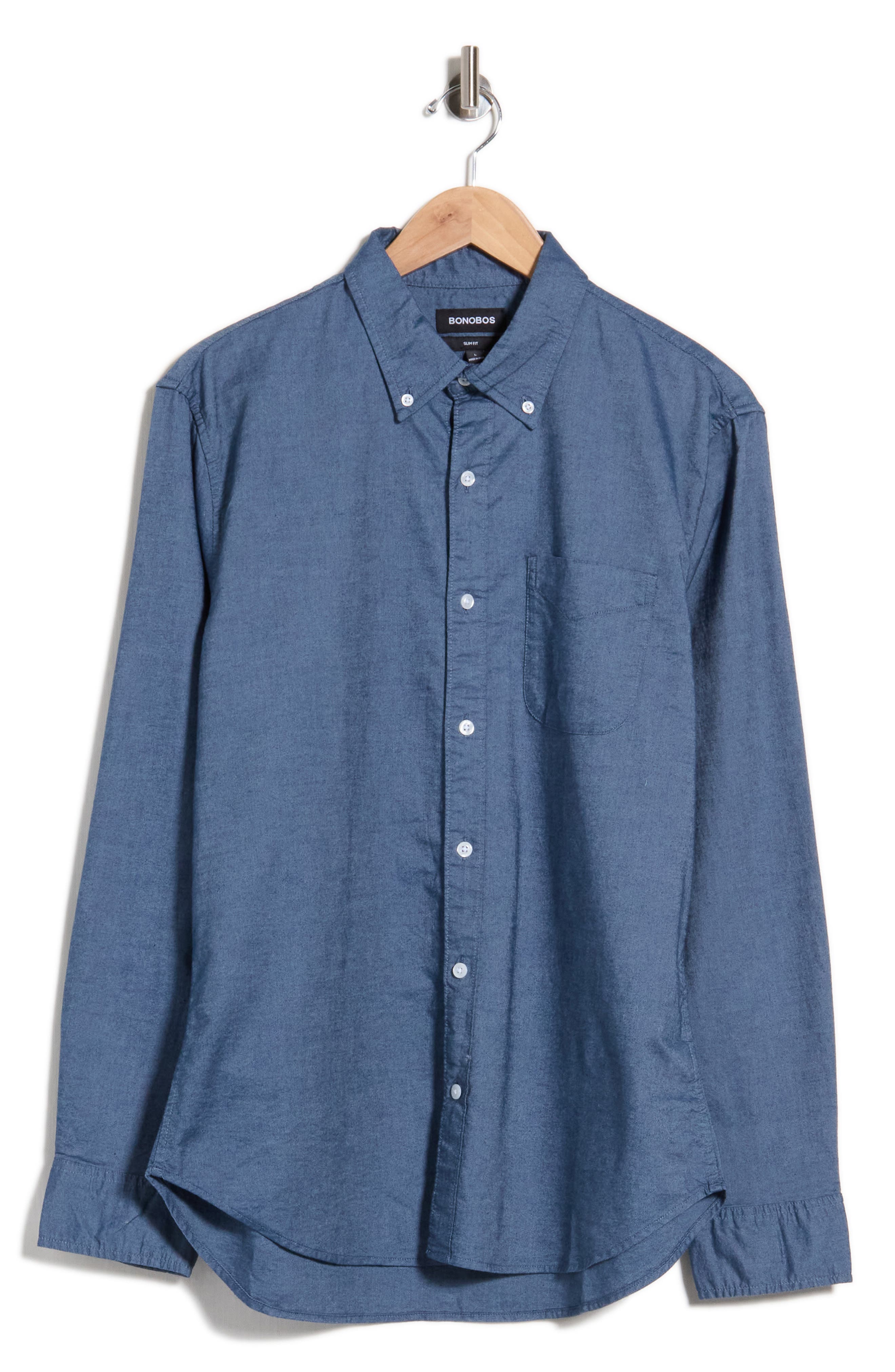 Slim Fit Oxford Stretch Cotton Button-Down Shirt