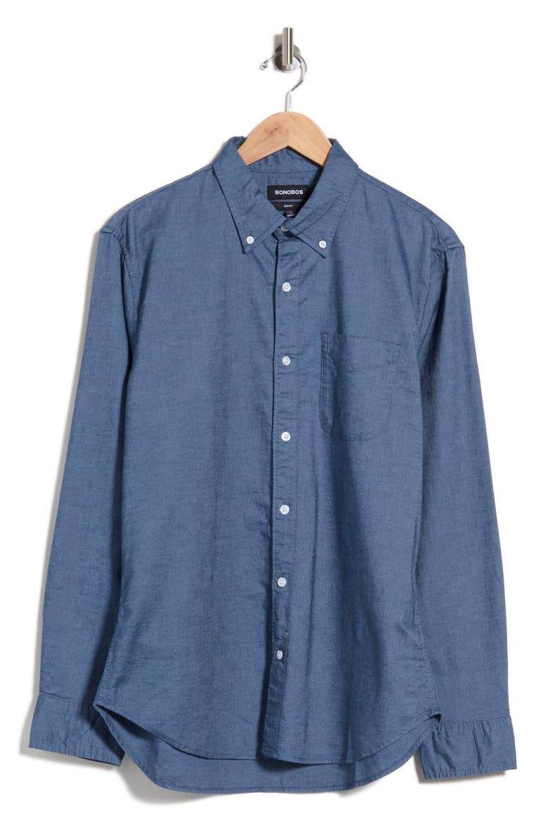 Slim Fit Oxford Stretch Cotton Button-Down Shirt, Main, color, SOLID OXFORD C94