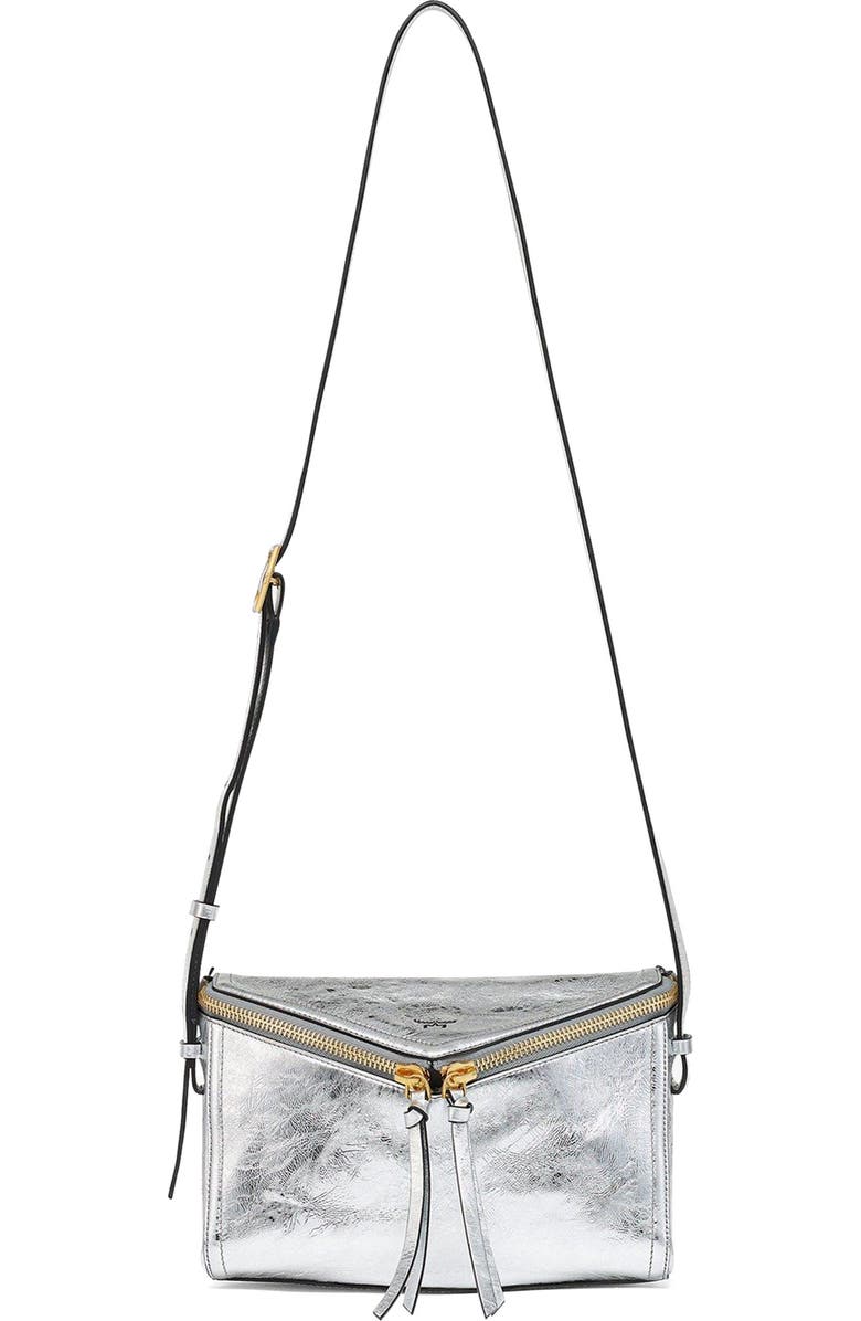 MCM Diamant 3D Shoulder Bag in Metallic Calf Leather, Alternate, color, Silver